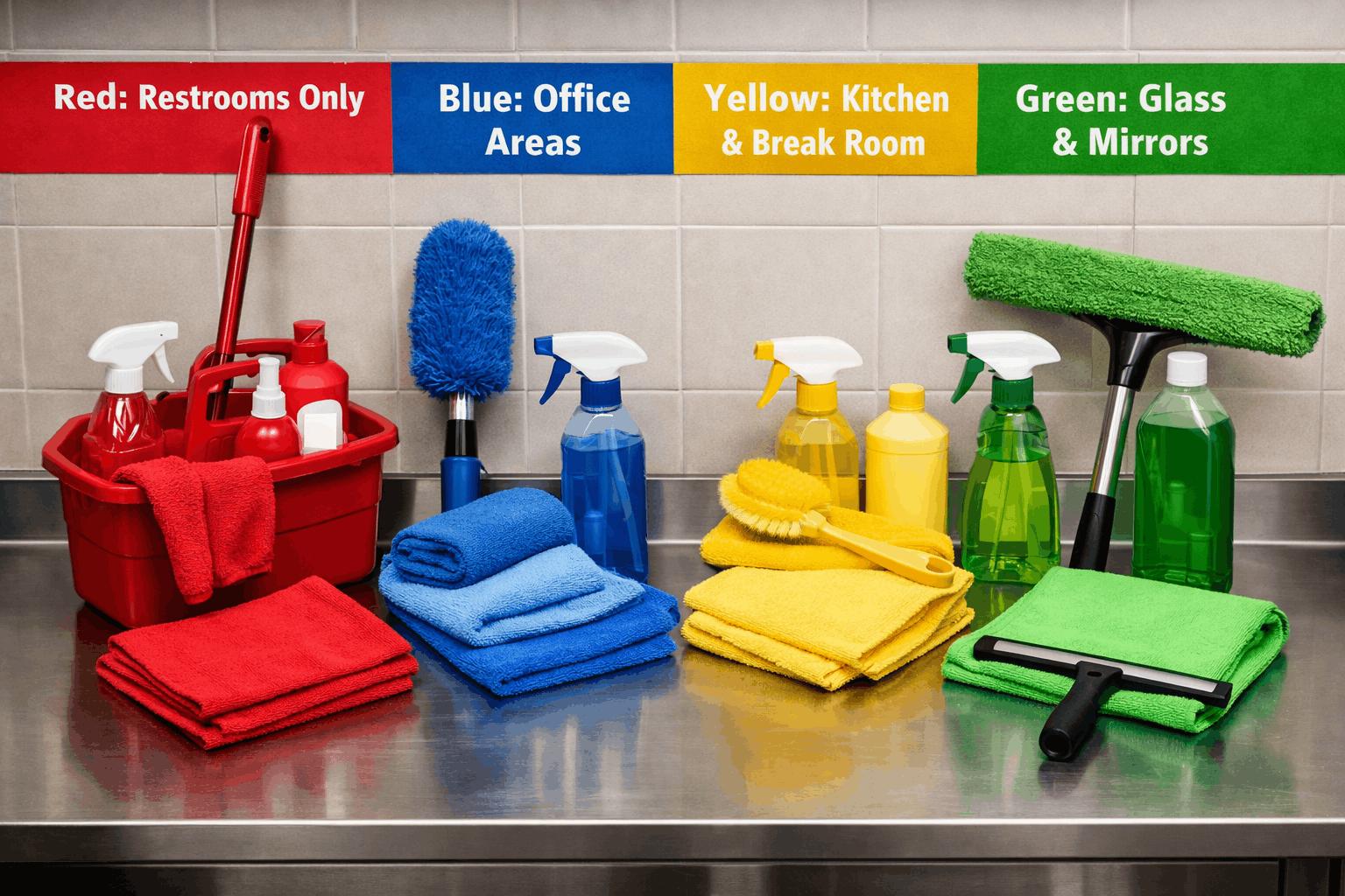 Professional Office Cleaning Tips and Tricks: 2026 Guide for New York Businesses 1 kitchen colour code home cleaning tips