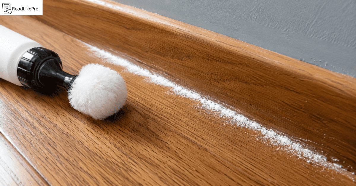 applying a thin layer of diatomaceous earth along baseboard for bed bug treatment
