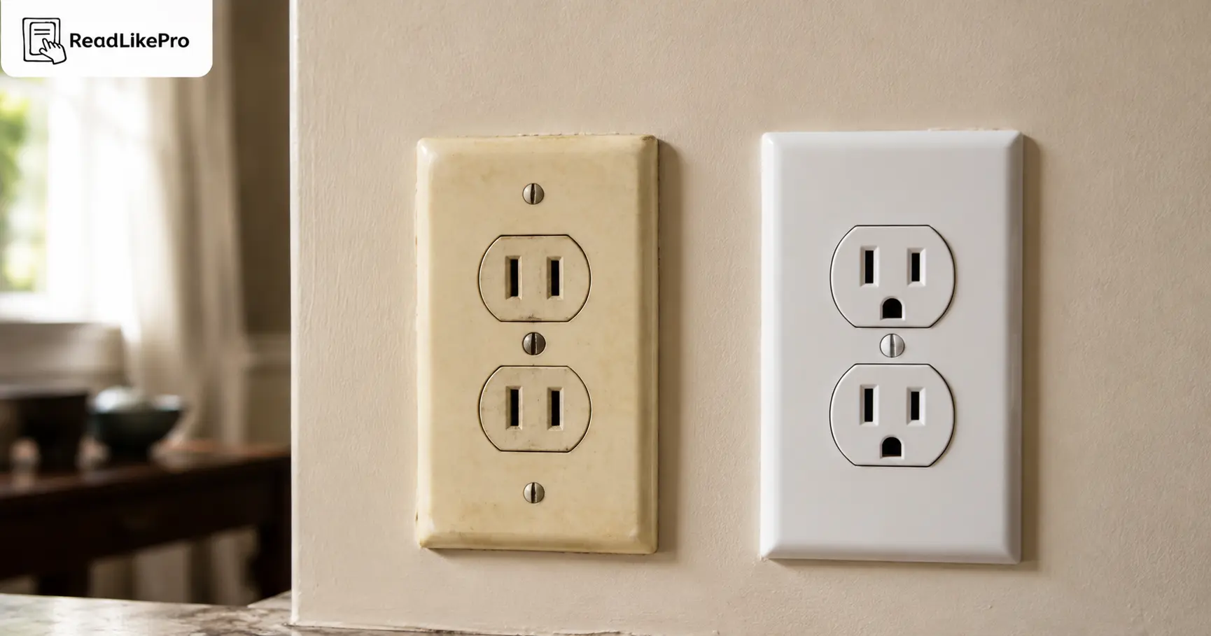 8 Warning Signs Your Home Needs Electrical Rewiring 3 Old two-prong ungrounded outlet next to a modern three-prong grounded outlet